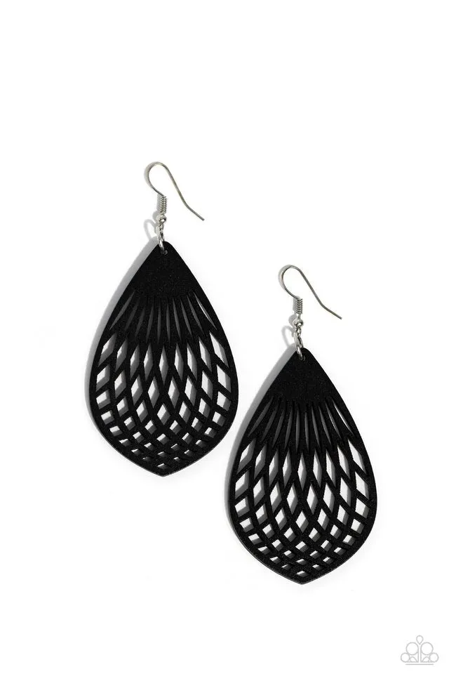 Paparazzi Earring ~ Caribbean Coral - Black