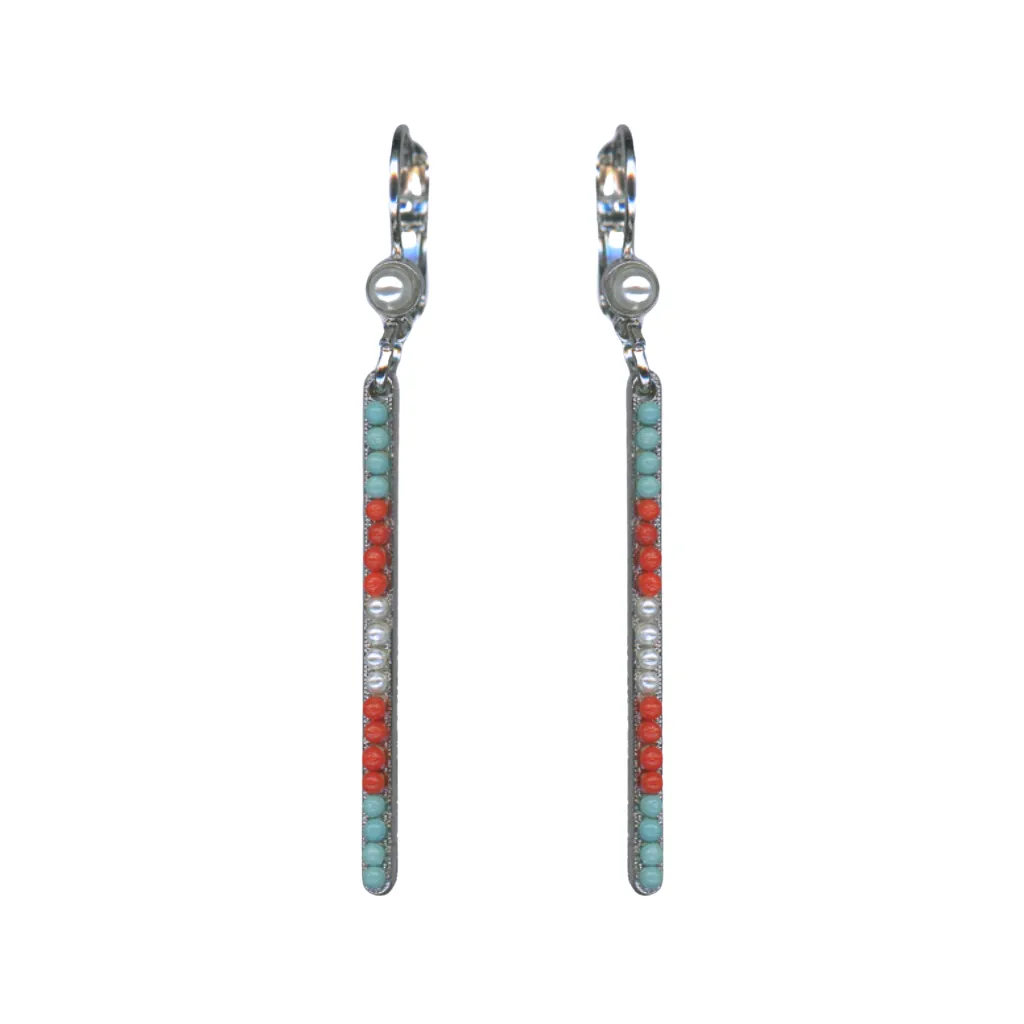 Petite Bar Leverback Earrings in "Mythical Dusk" - Rhodium