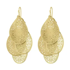 Piper & Jade Gold Filigree Layered Tear Drop Earrings