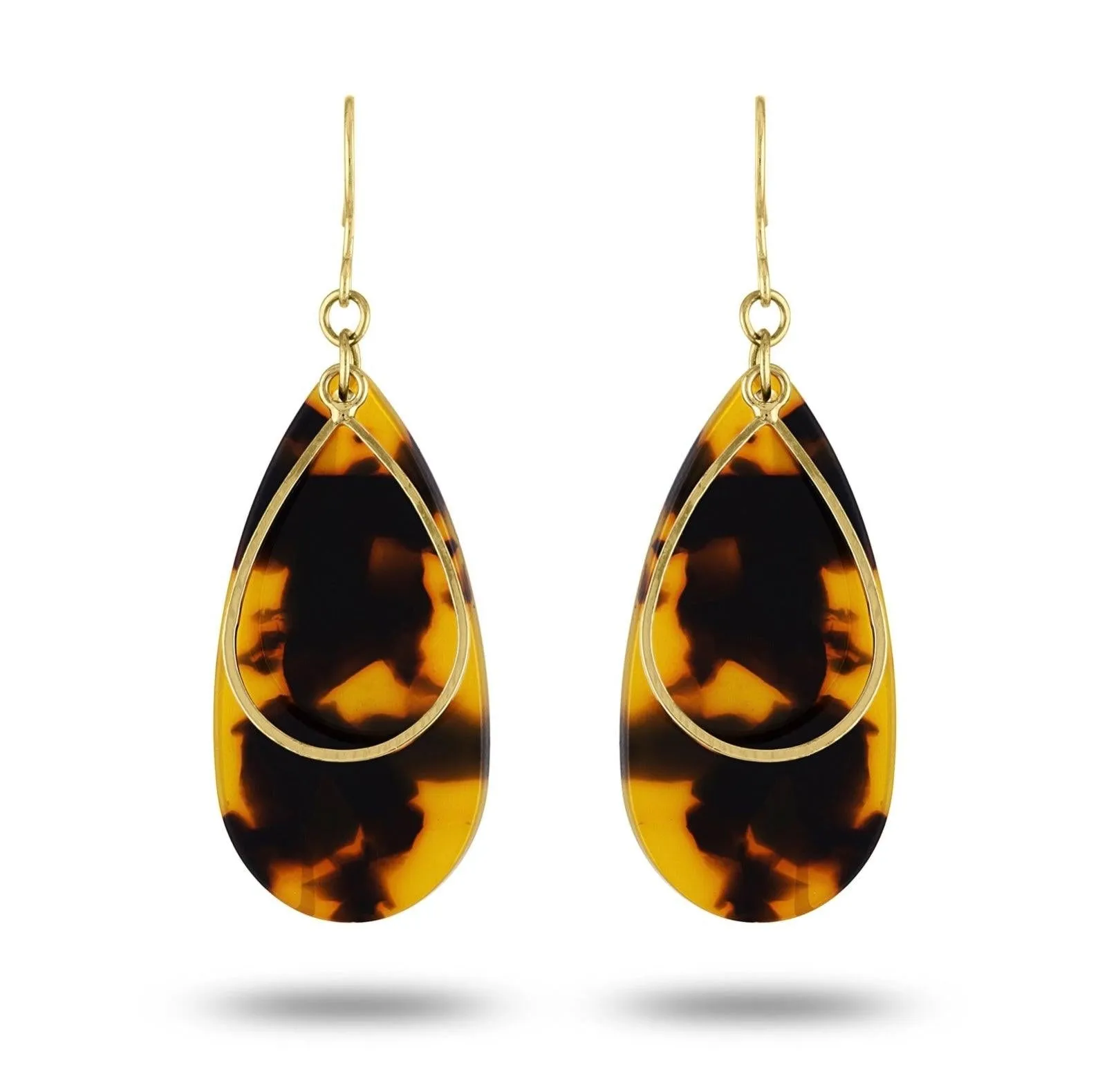 Piper & Jade Tortoise Shell and Gold Drop Earrings