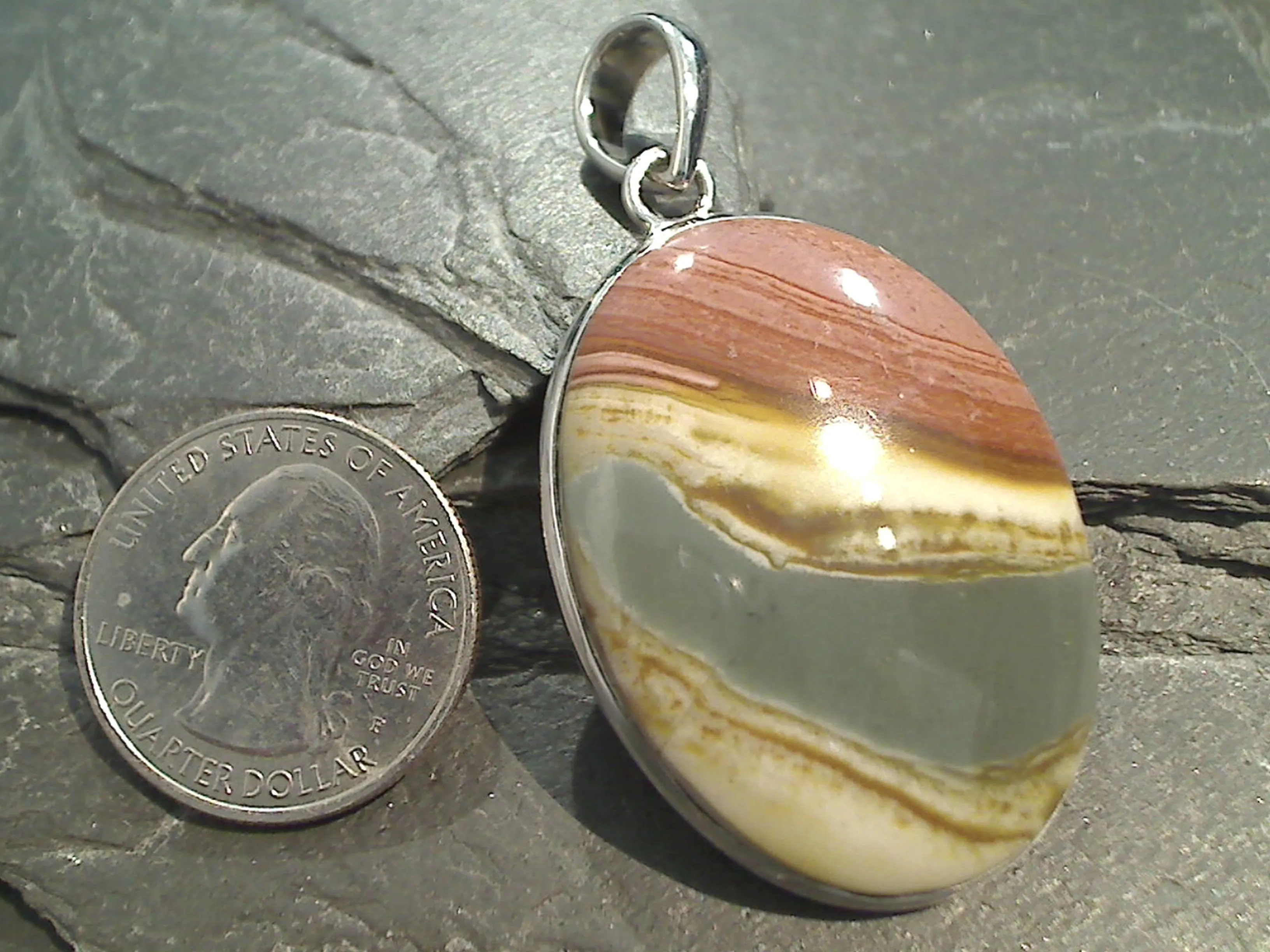 Polychrome Jasper, Sterling Silver Large Pendant