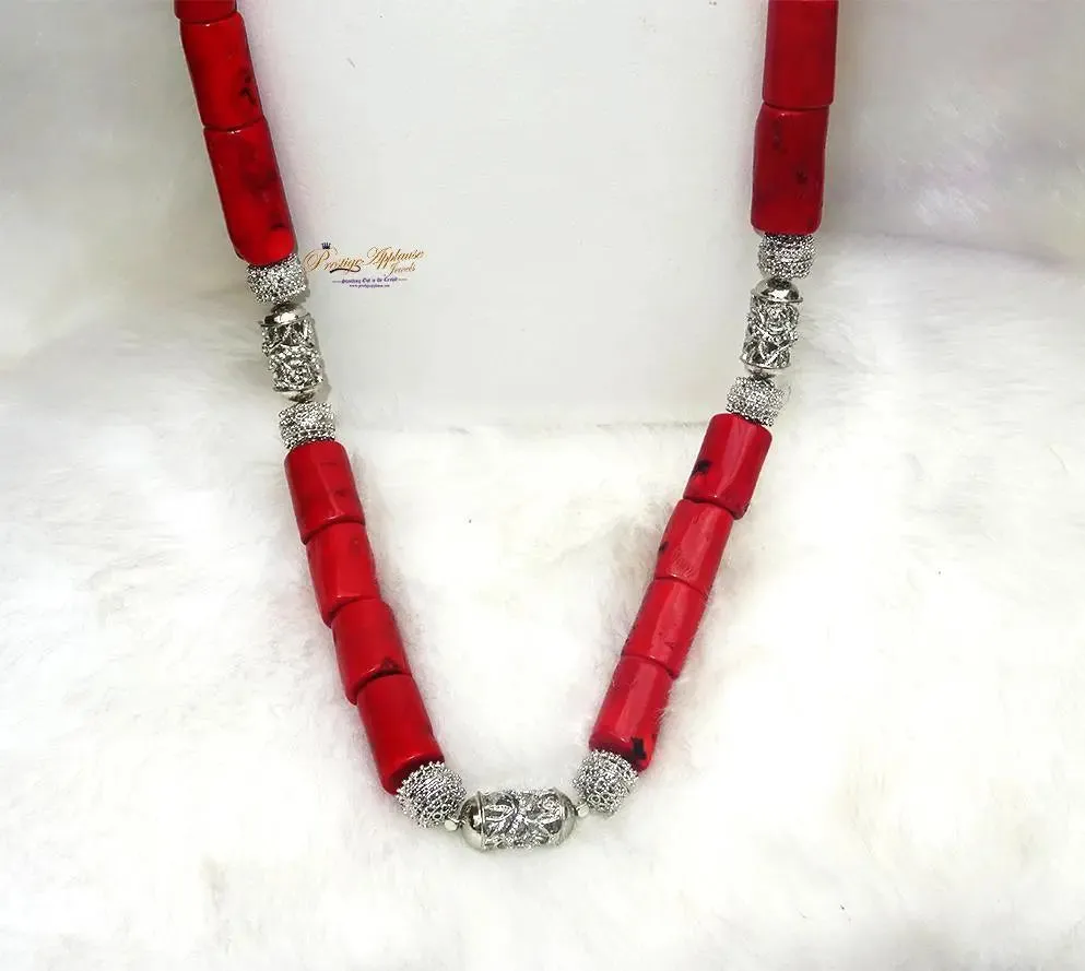 PrestigeApplause Men Women Coral Beads African Nigerian Embelished Necklace Jewellery Set