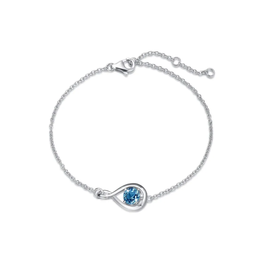 "Infinite Embrace" December Birthstone London Topaz Stone Infinity Symbol Sterling Silver Bracelet