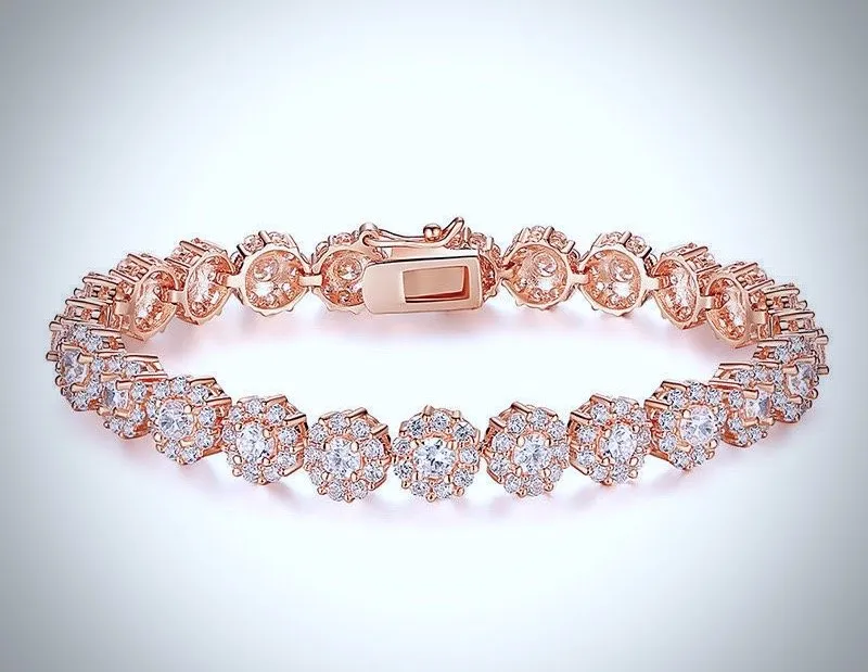 "Ingrid" - Cubic Zirconia Bridal Bracelet - Available in Rose Gold and Silver