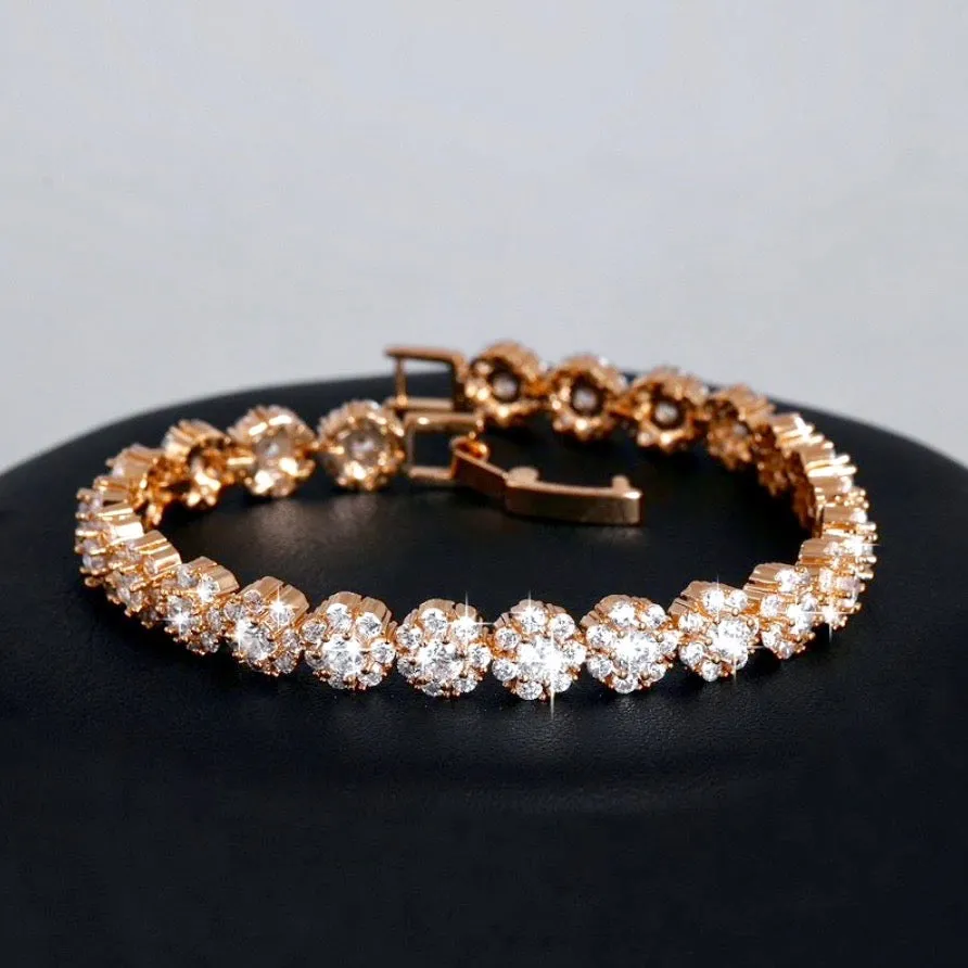 "Ingrid" - Cubic Zirconia Bridal Bracelet - Available in Rose Gold and Silver