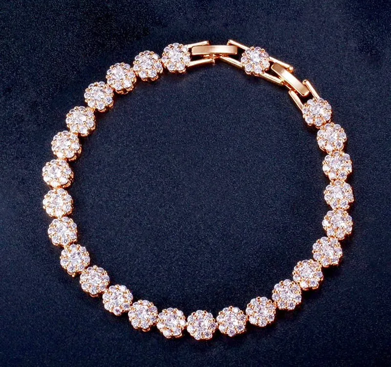 "Ingrid" - Cubic Zirconia Bridal Bracelet - Available in Rose Gold and Silver