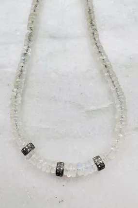 RAINBOW MOONSTONE NECKLACE WITH DIAMOND SEGMENTS