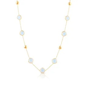 Rainbow Moonstone Square Necklace In 18K Yellow Gold