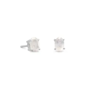 Rainbow Moonstone Sterling Silver 4x6mm Oval Stud Earrings