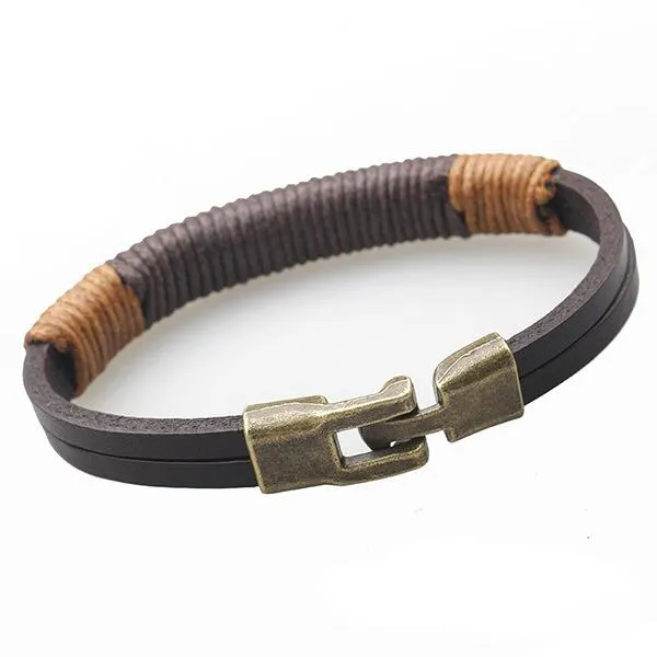 Real Leather Binding Bracelet