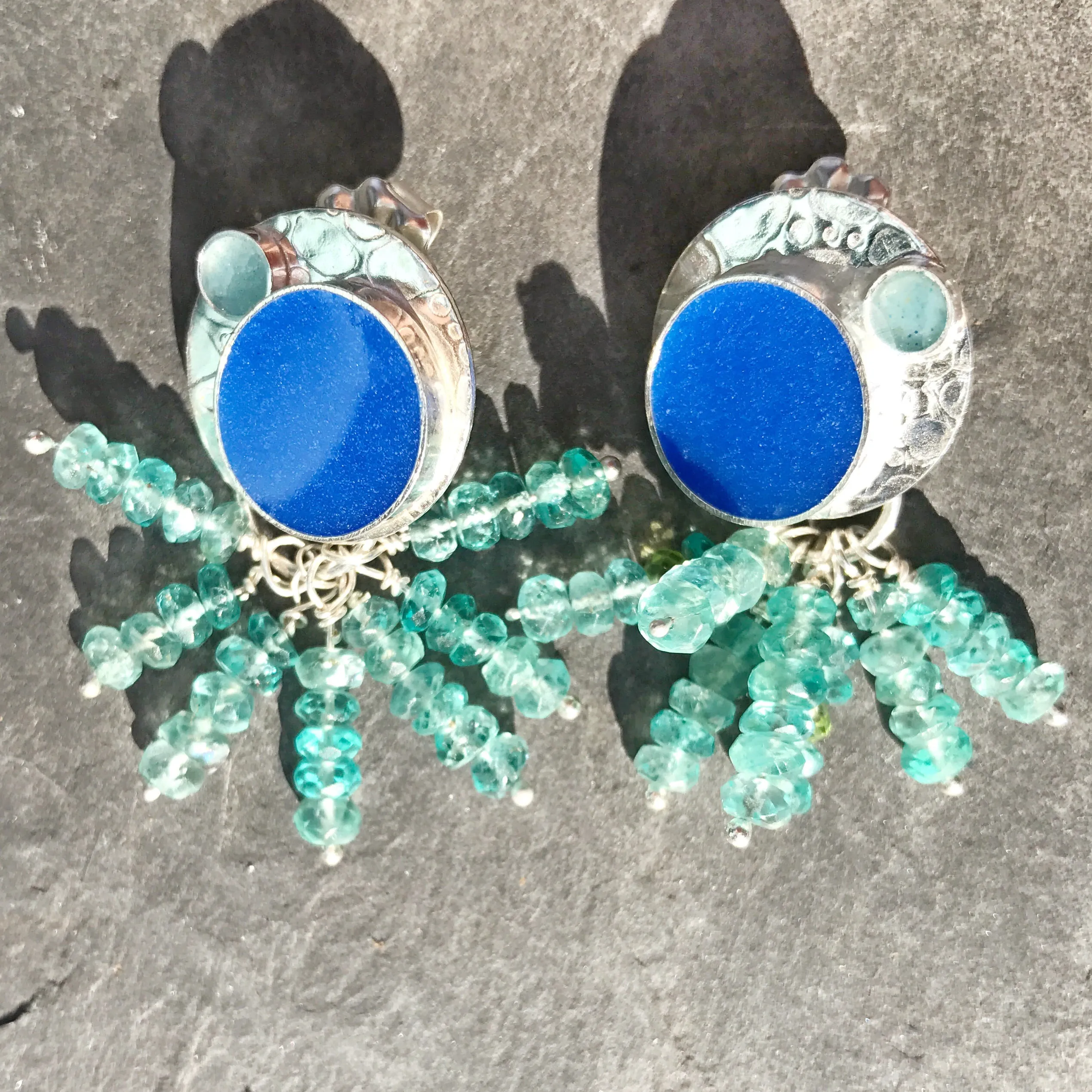 Reef Ripples post earrings with apatite