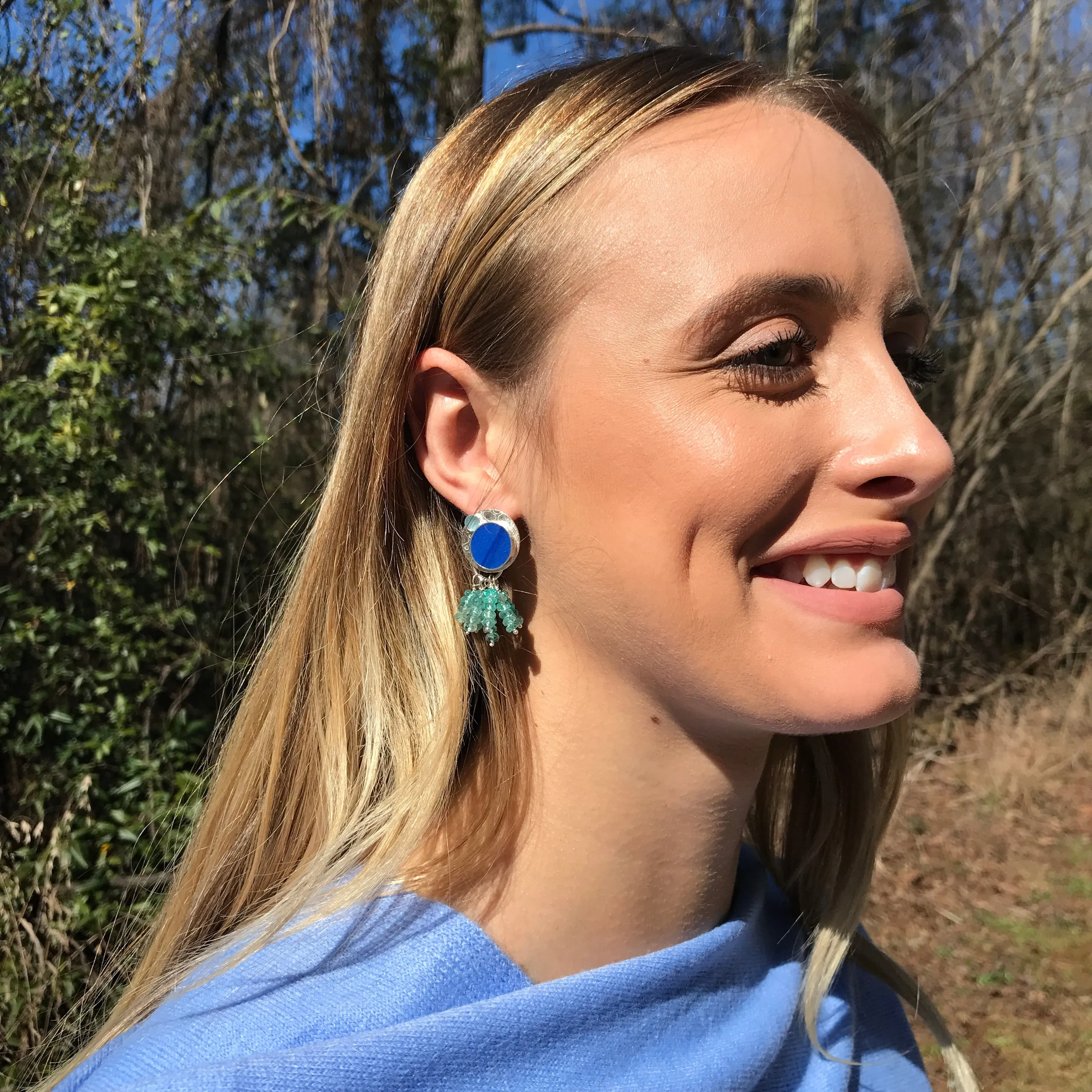 Reef Ripples post earrings with apatite