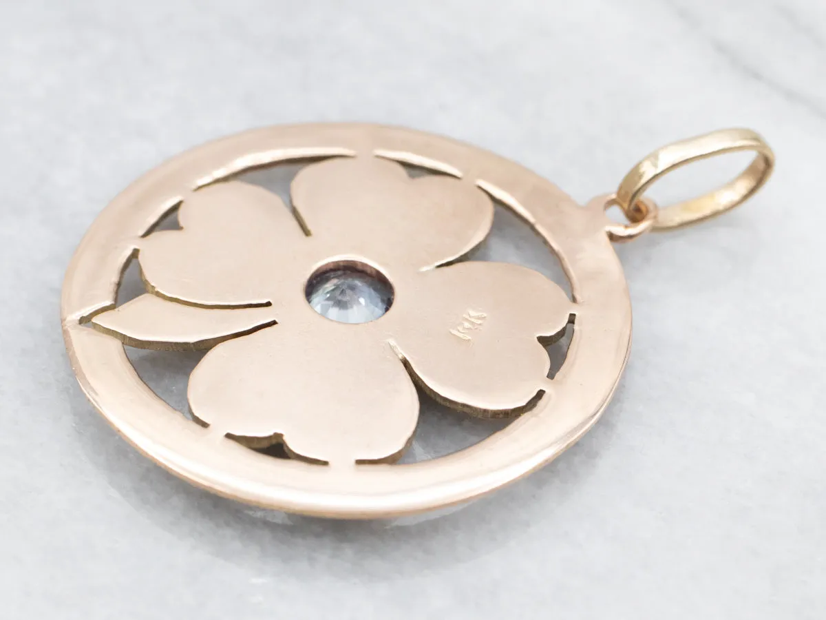 *RESERVED* Antique Rose Gold Synthetic Alexandrite Four Leaf Clover Pendant