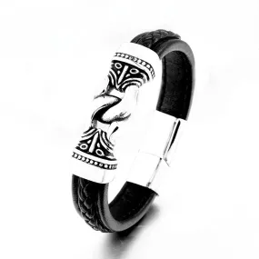 Retro Engraved Leather Bracelet for Men - Stylish Stainless Steel Fashion Jewelry