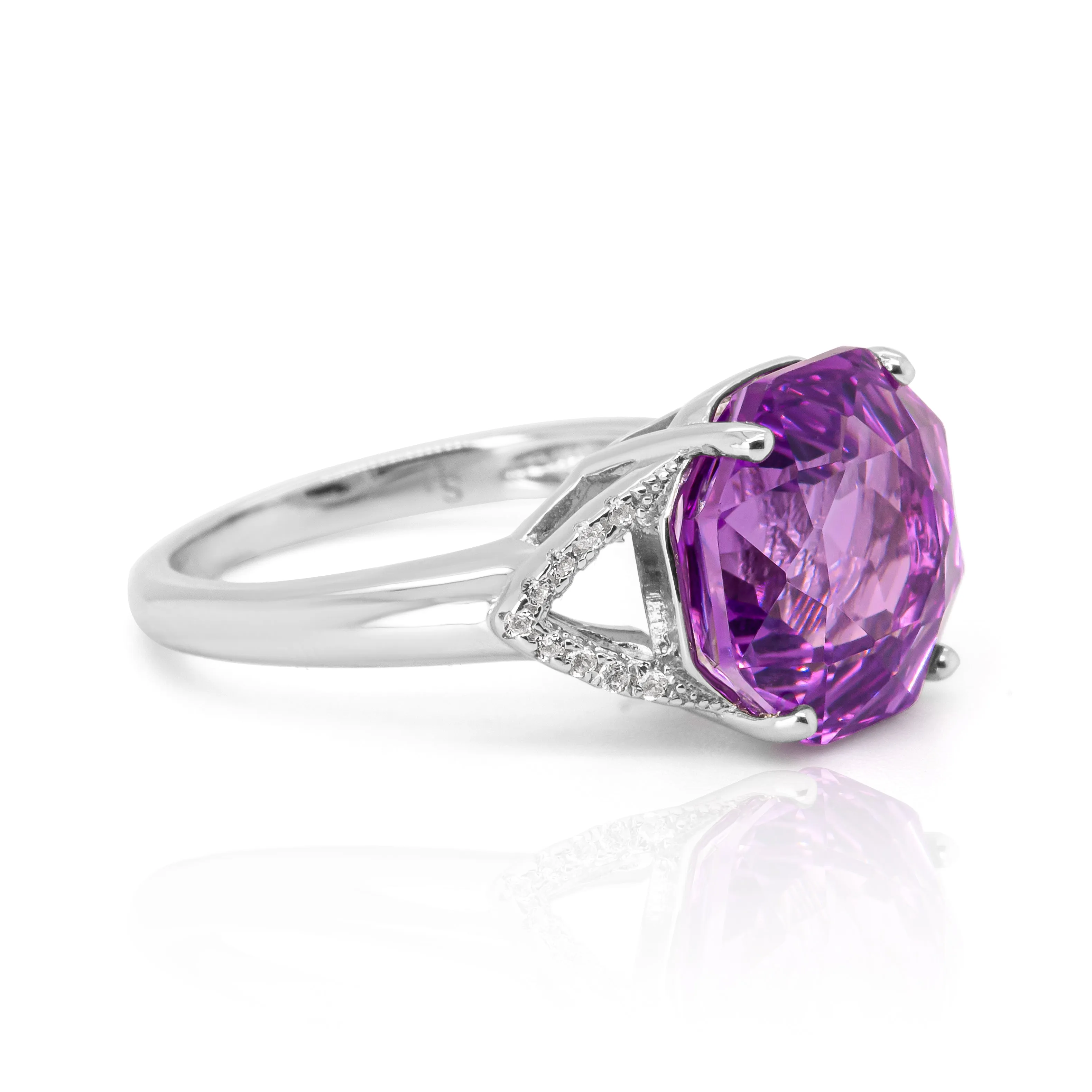 Rosa Concave Amethyst Ring in Sterling Silver