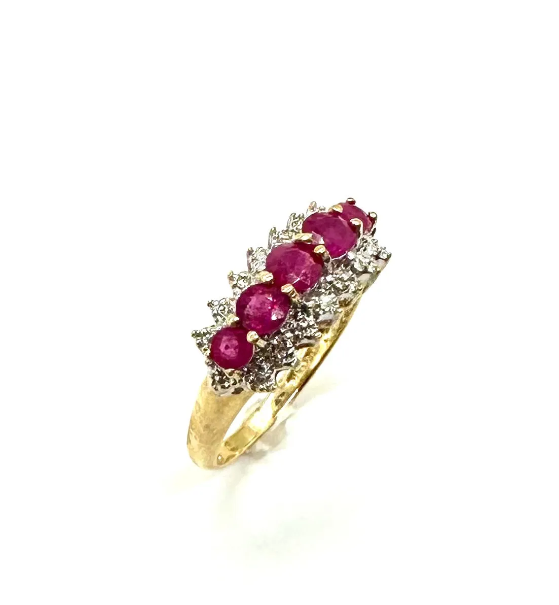 Ruby & Diamond Accent 3 Row Ring