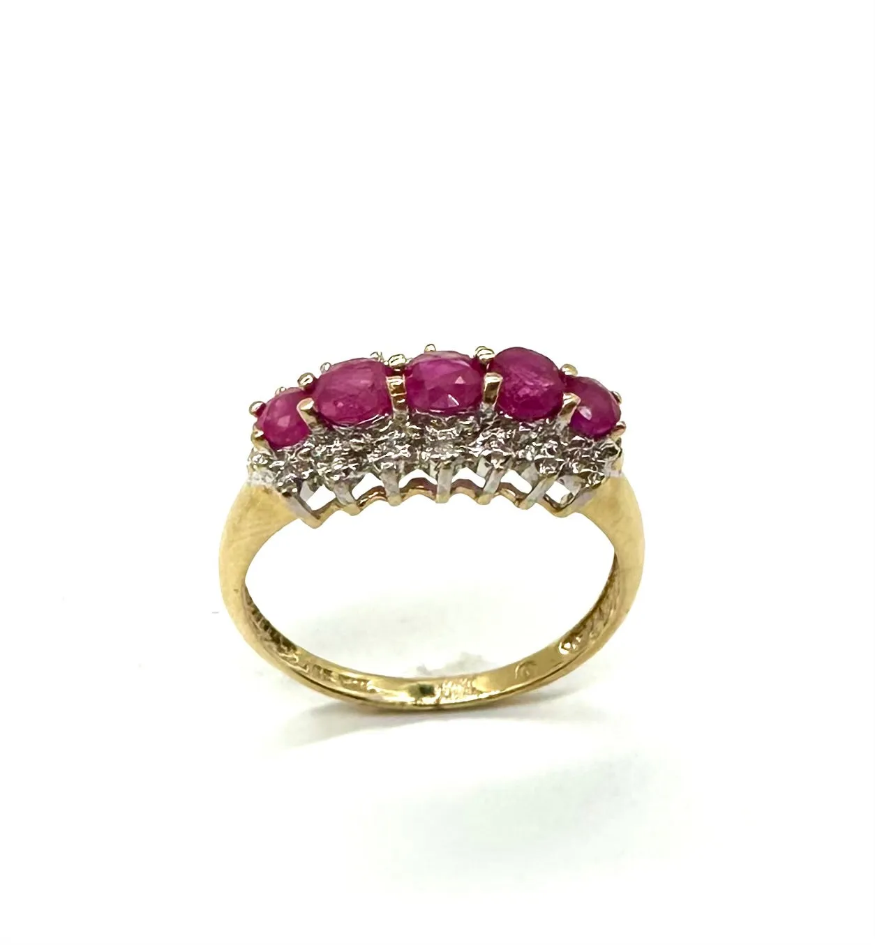 Ruby & Diamond Accent 3 Row Ring