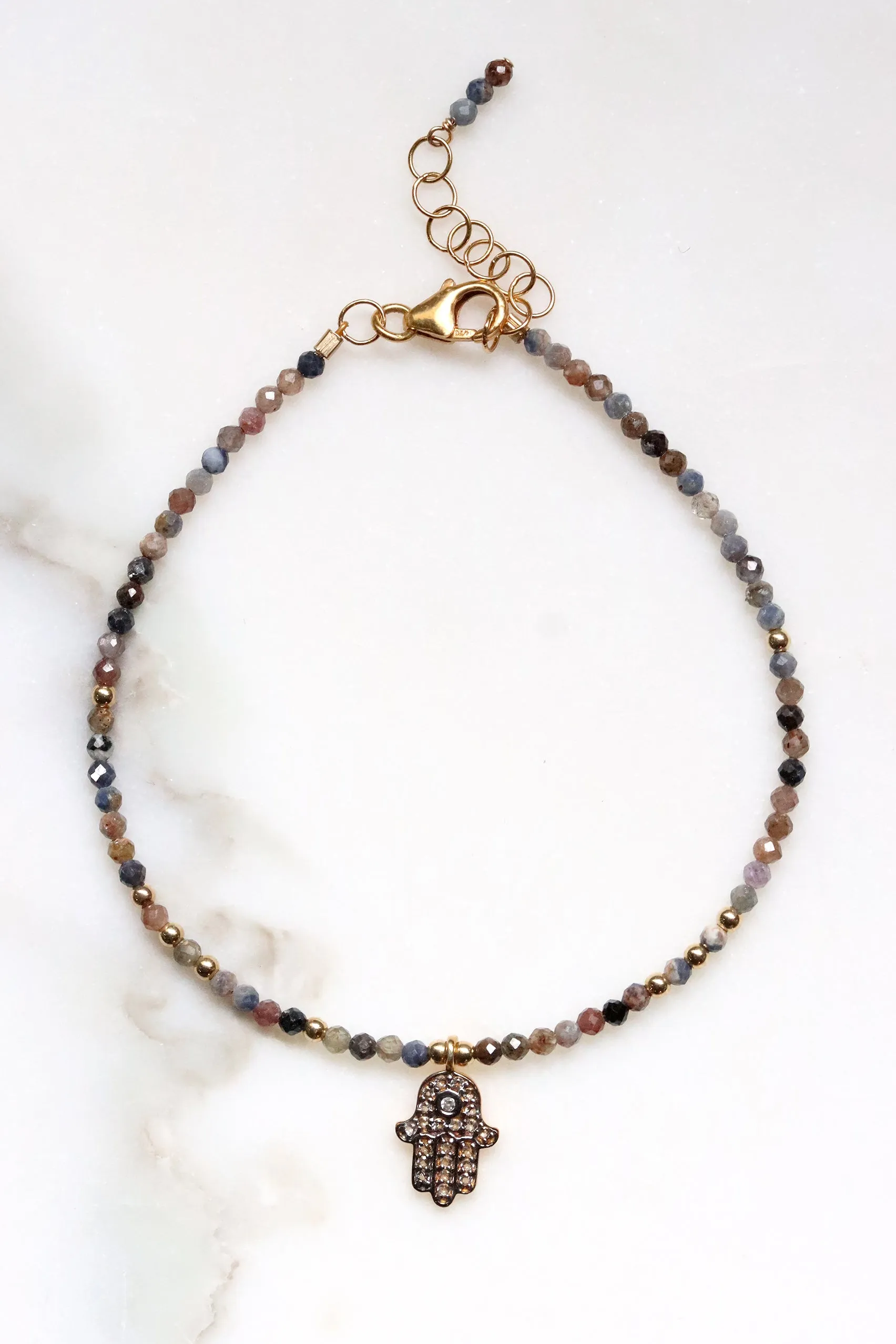 Ruby Sapphire Hamsa Bracelet