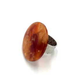 Rusty Red & Copper Fleck Lucite Cocktail Ring