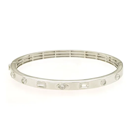 Sabel Collection White Gold Multi-Shape Diamond Bangle