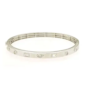 Sabel Collection White Gold Multi-Shape Diamond Bangle