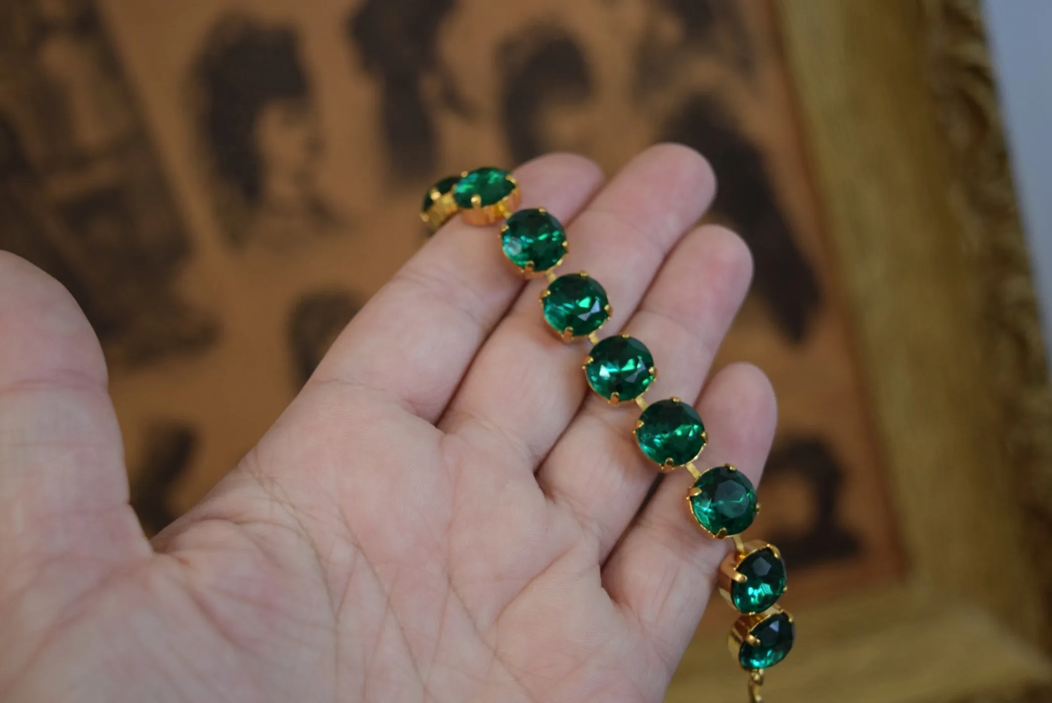 Sample Sale - Emerald Crystal Bracelet - Small Round