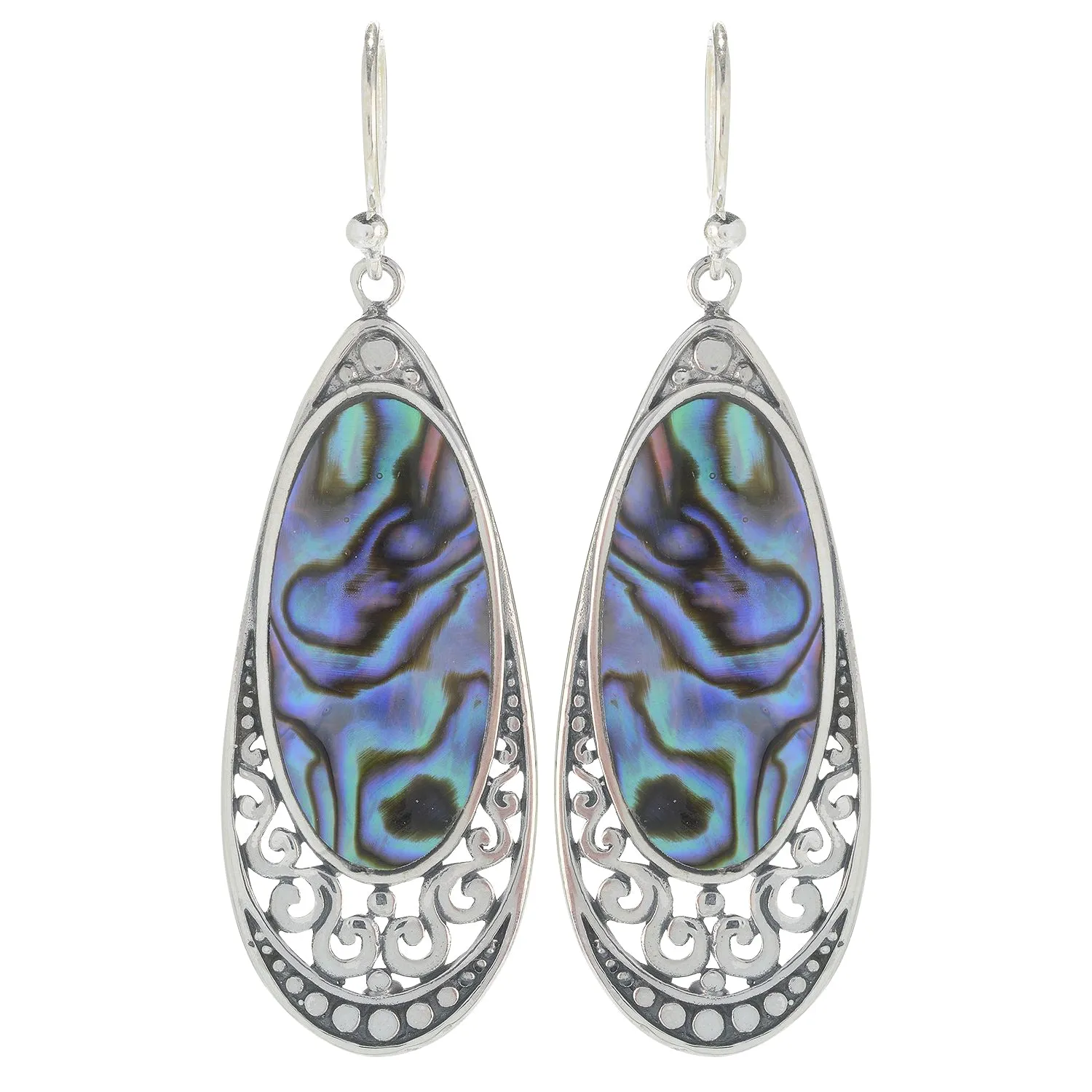 Samuel B. Sterling Silver Oval Abalone Drop Earrings (91439)