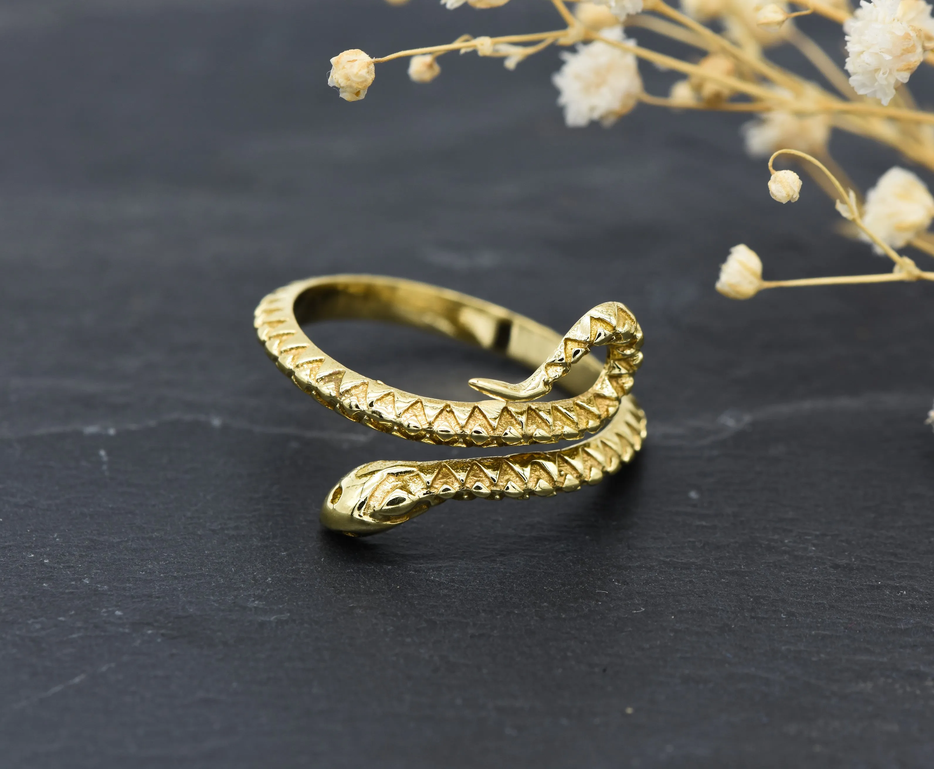 Schlangen Ring Cobra | Messing | Verstellbar | Snake Ring