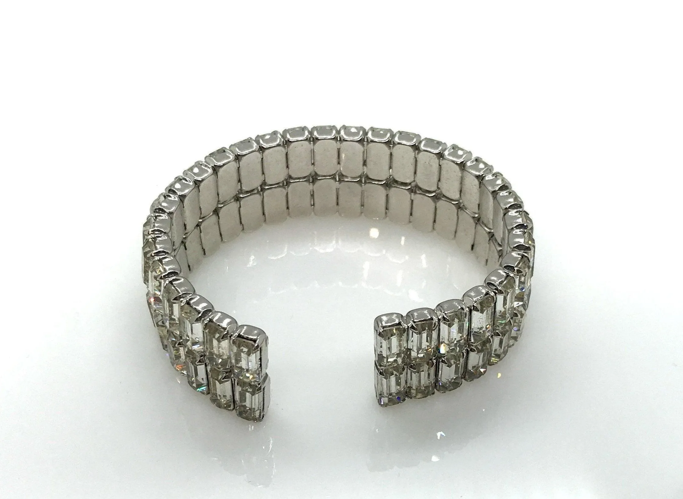 Serious Bling Vintage Double Row Emerald Cut Cuff Bracelet