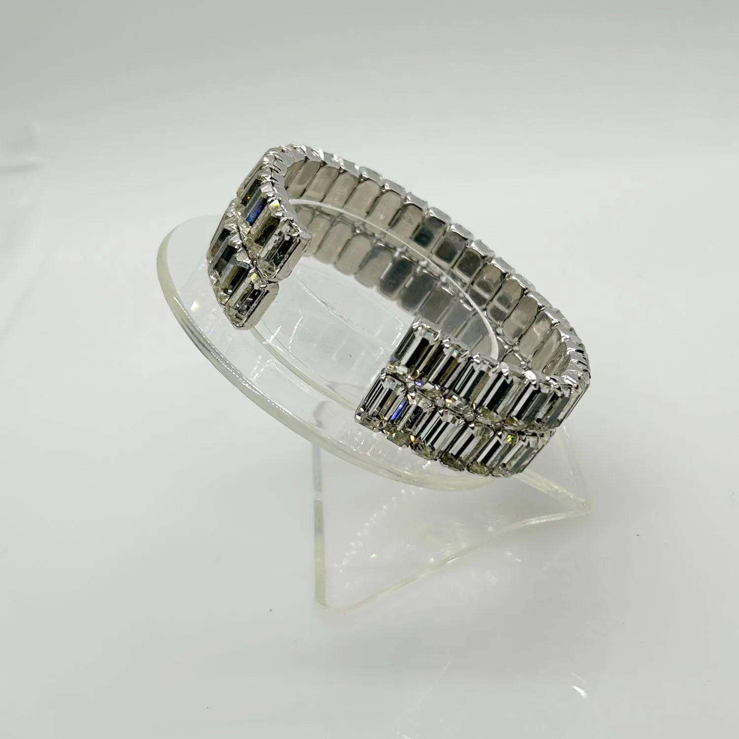 Serious Bling Vintage Double Row Emerald Cut Cuff Bracelet