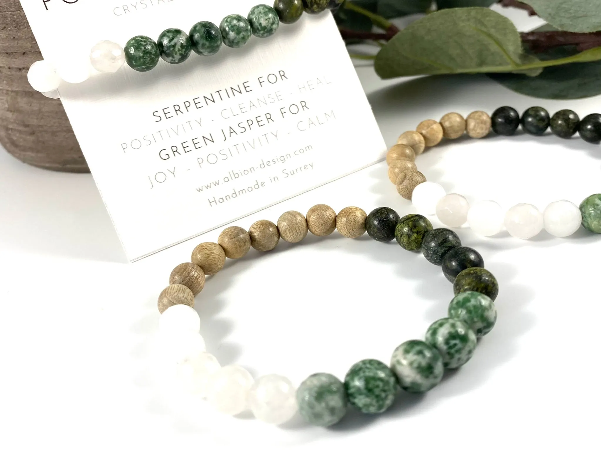 Serpentine and Green Spot Jasper Diffuser Bracelet