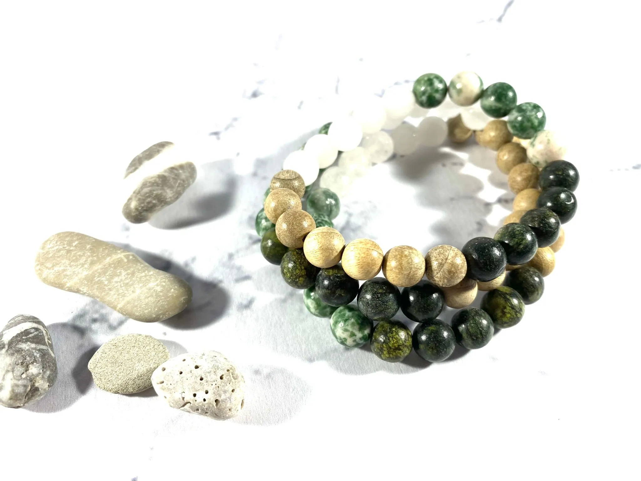 Serpentine and Green Spot Jasper Diffuser Bracelet