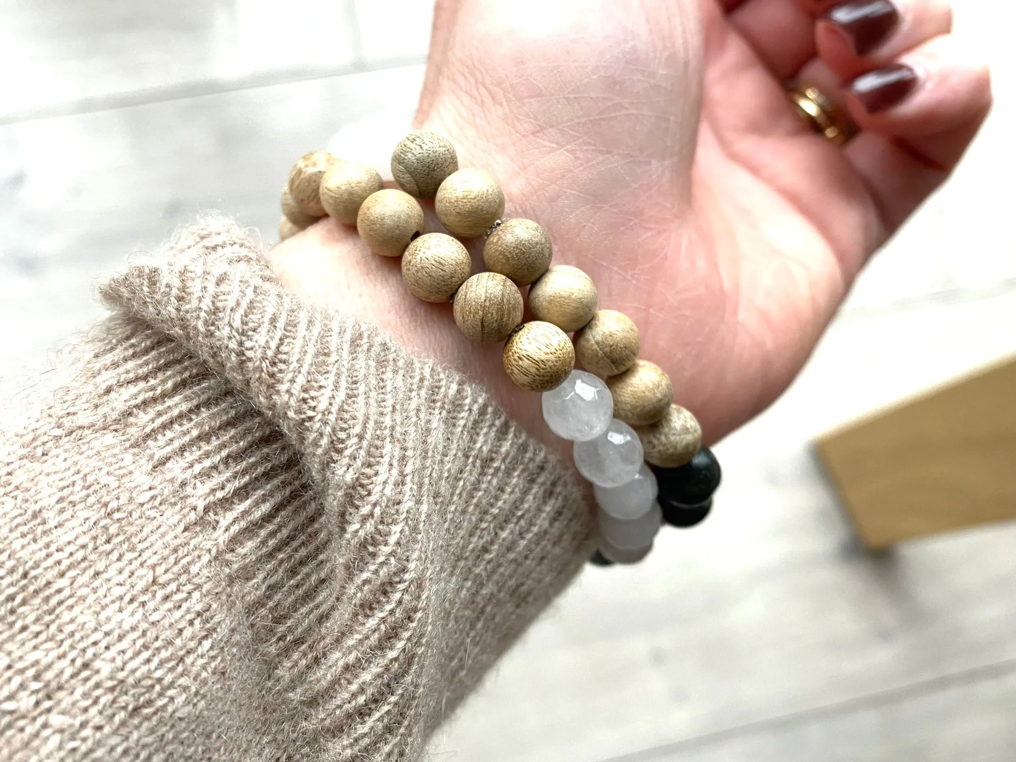 Serpentine and Green Spot Jasper Diffuser Bracelet