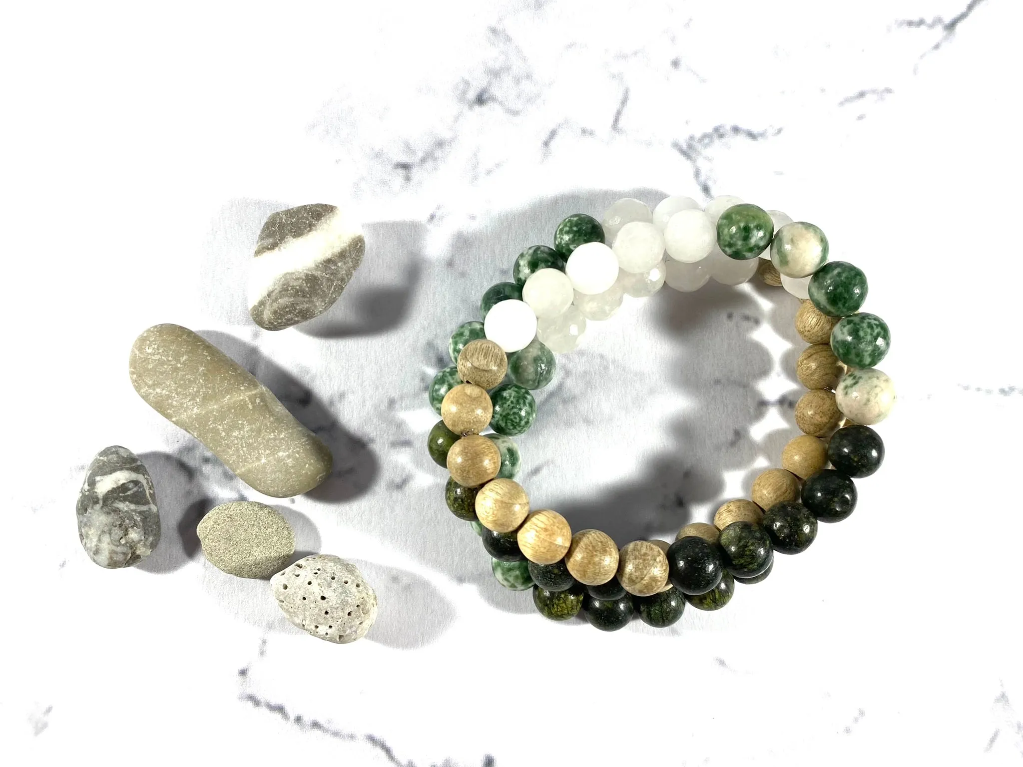 Serpentine and Green Spot Jasper Diffuser Bracelet