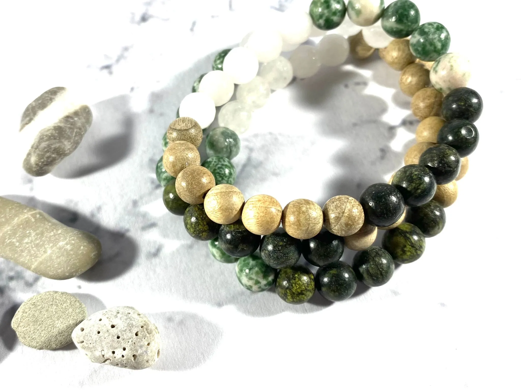 Serpentine and Green Spot Jasper Diffuser Bracelet