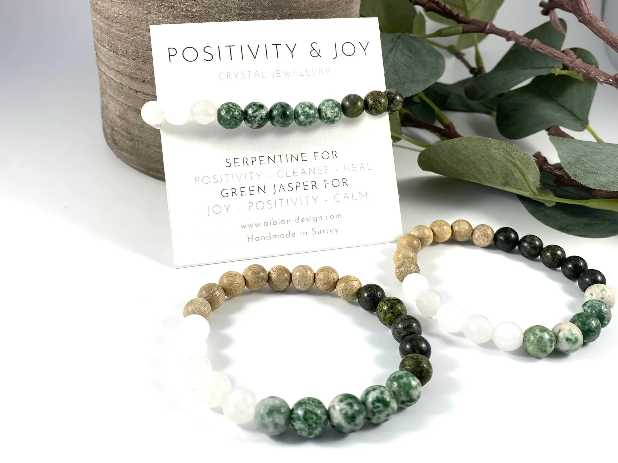 Serpentine and Green Spot Jasper Diffuser Bracelet