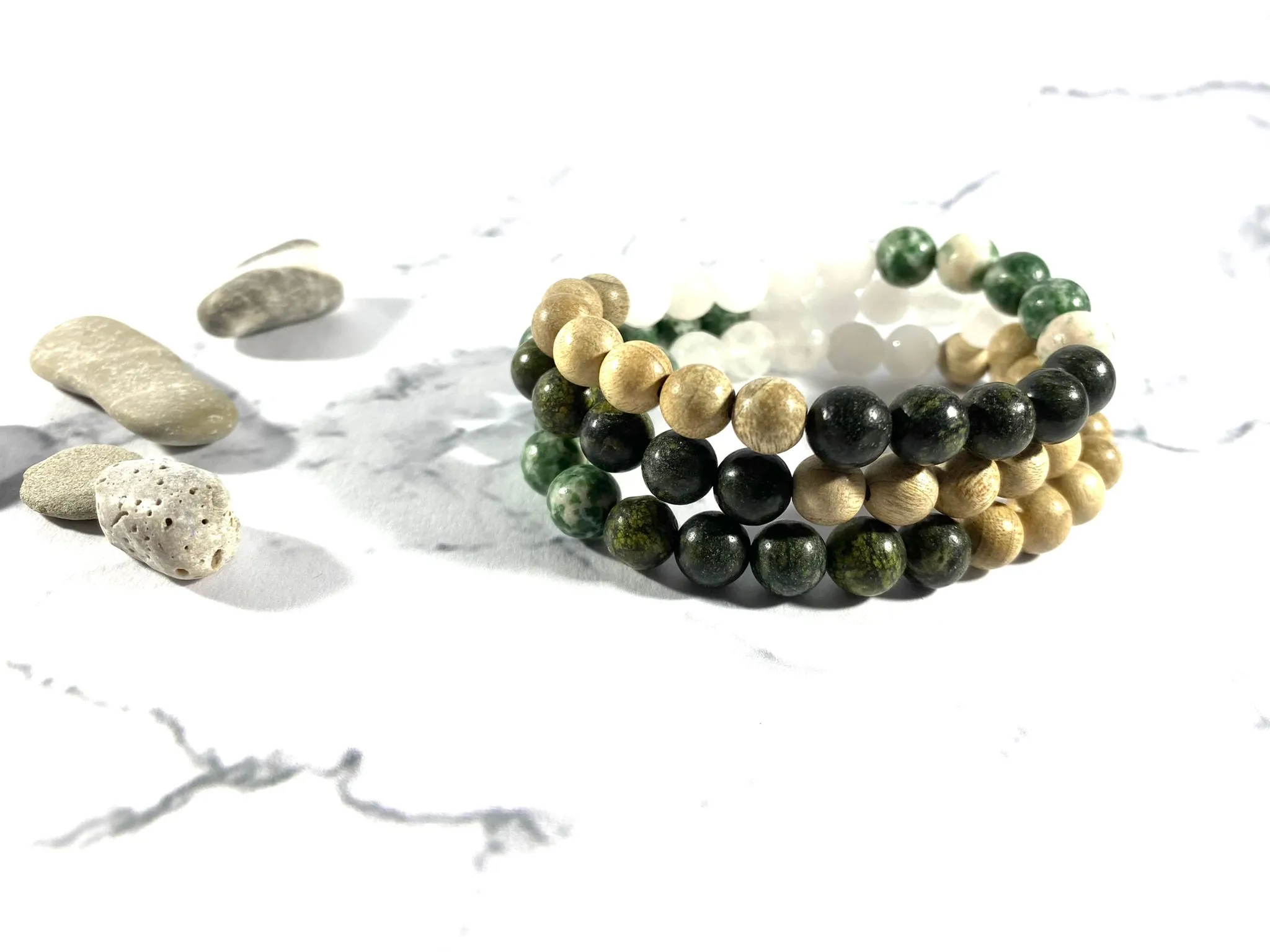 Serpentine and Green Spot Jasper Diffuser Bracelet