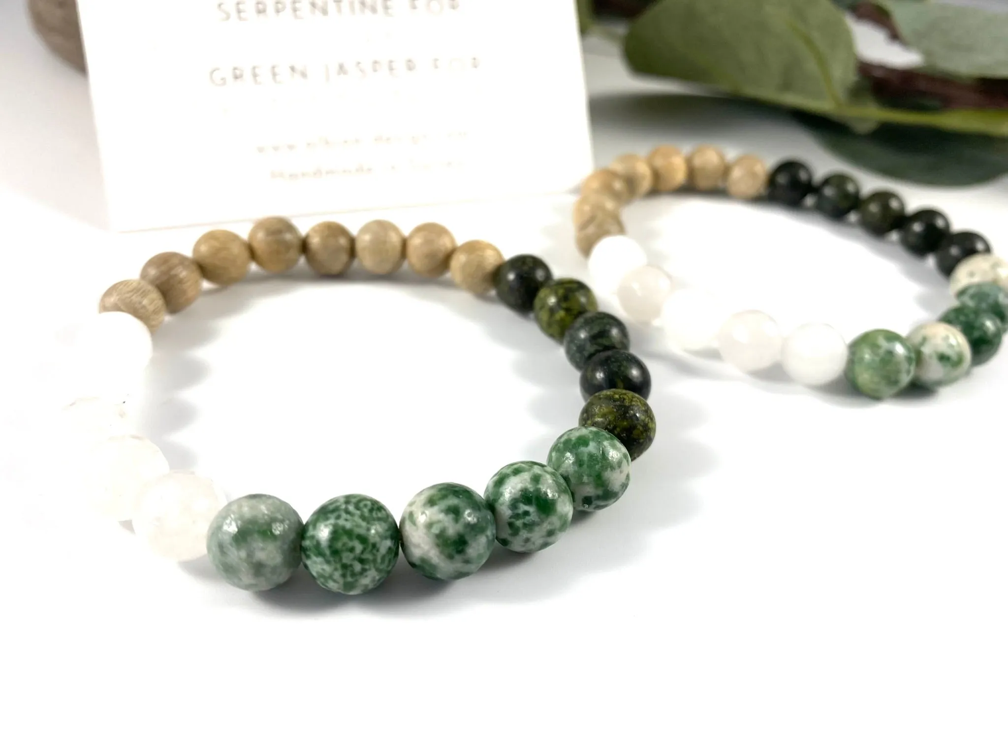 Serpentine and Green Spot Jasper Diffuser Bracelet