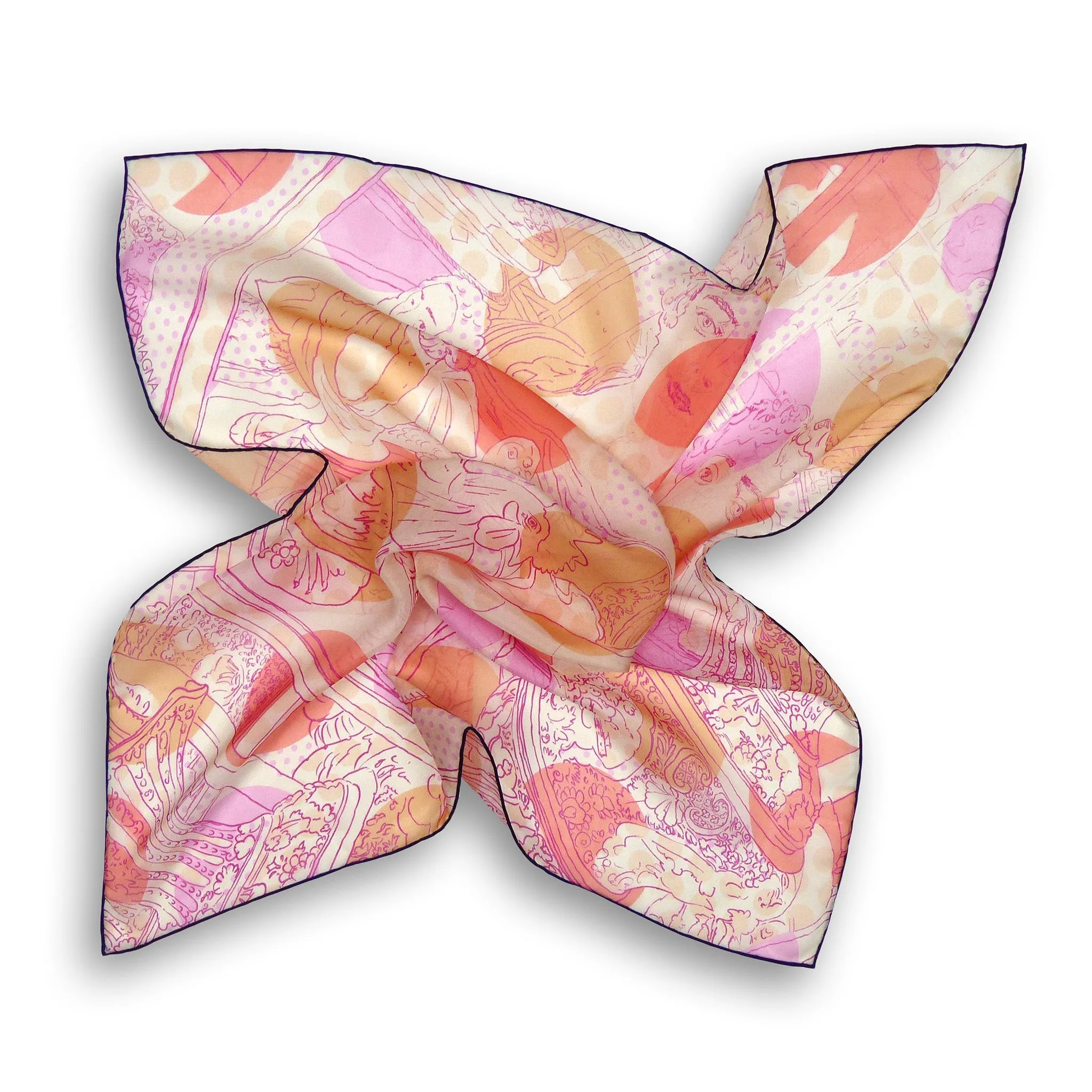 Silk Chiffon Scarf (65cm) - Muse Orange/Pink