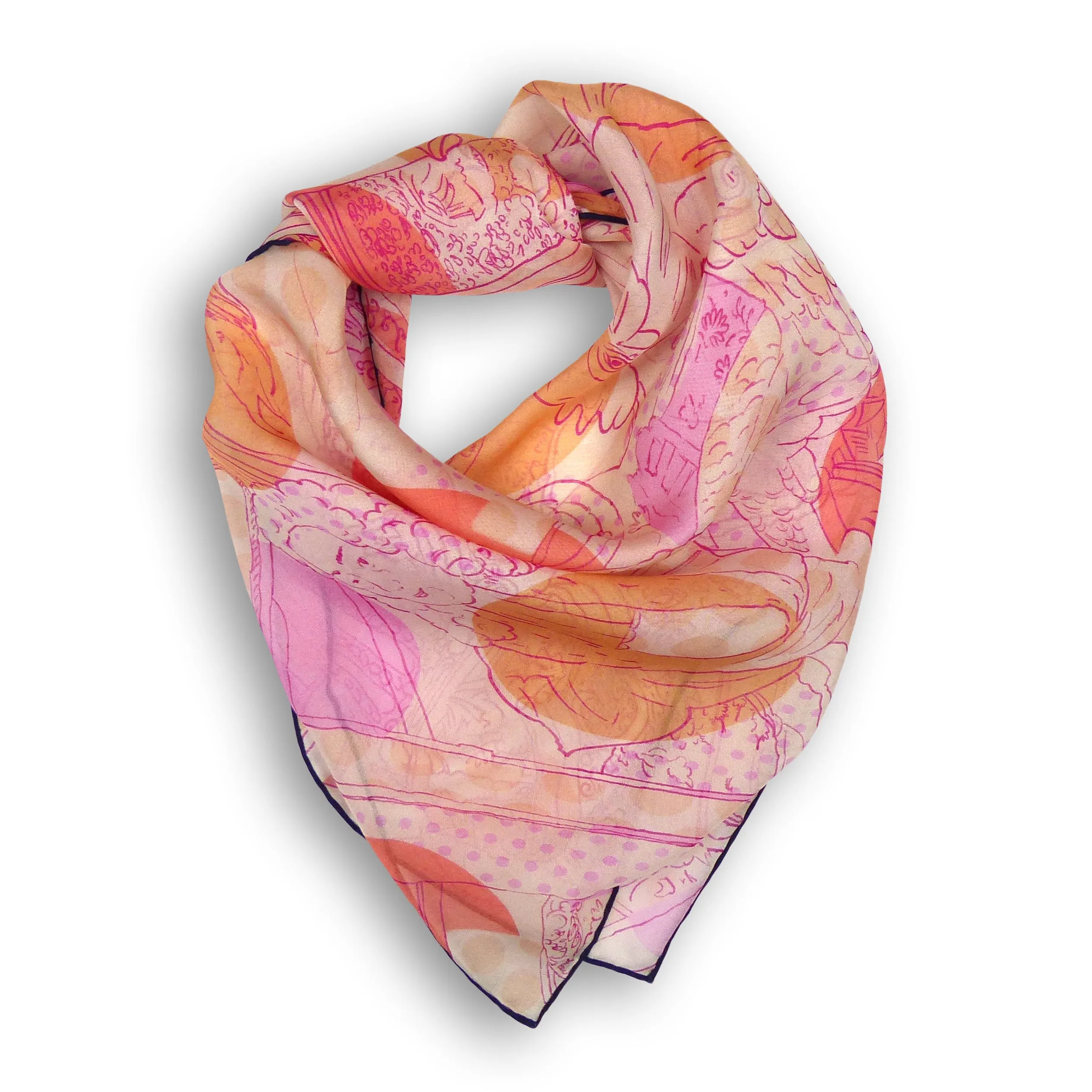 Silk Chiffon Scarf (65cm) - Muse Orange/Pink