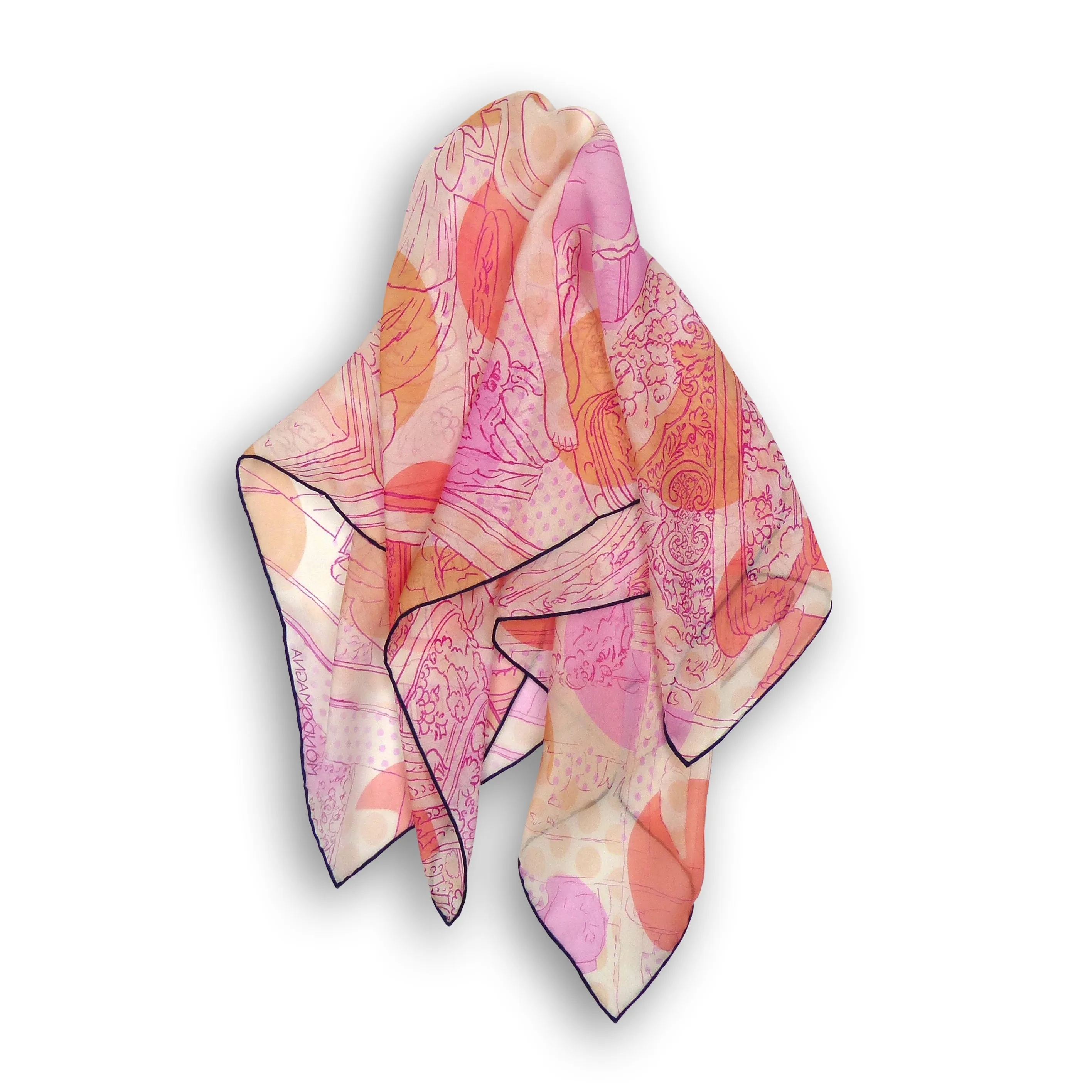 Silk Chiffon Scarf (65cm) - Muse Orange/Pink