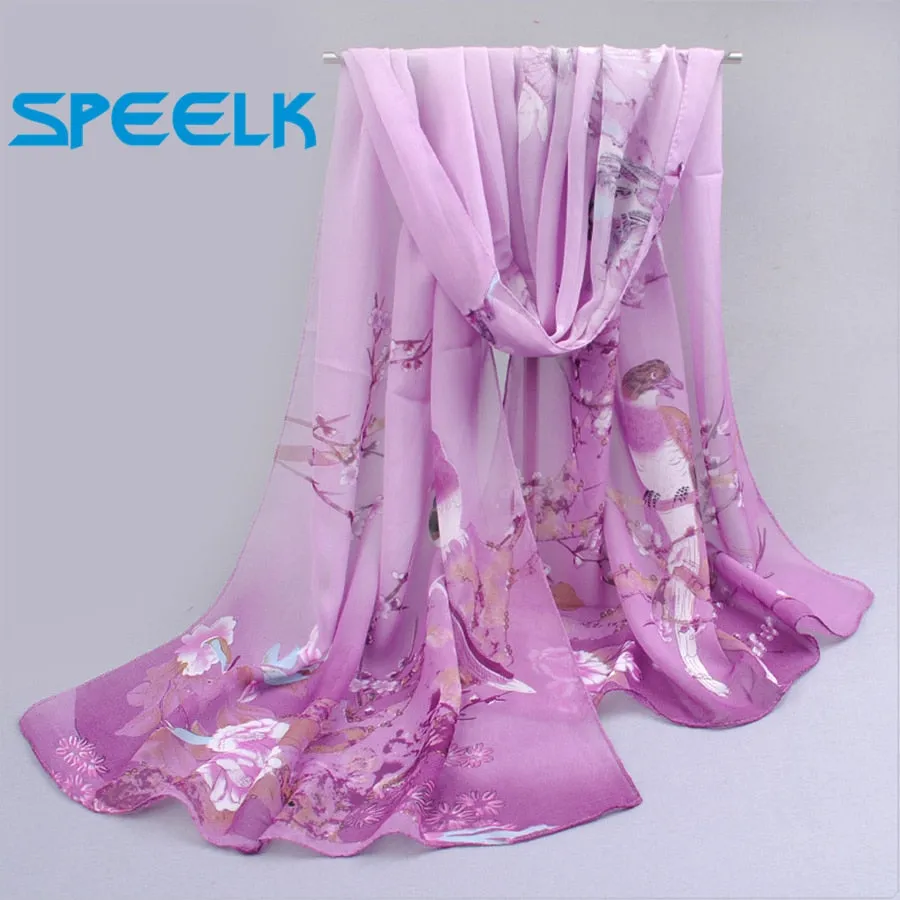 Silk Floral Muslim Prayer Hijab Scarf