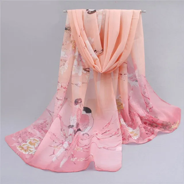 Silk Floral Muslim Prayer Hijab Scarf