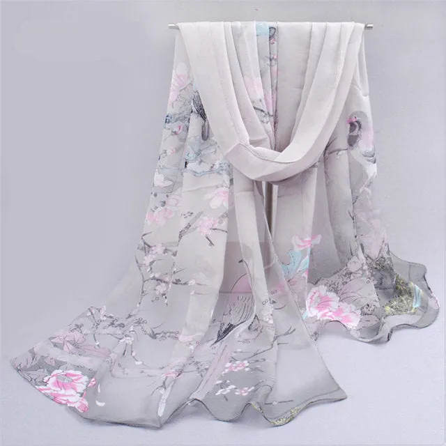 Silk Floral Muslim Prayer Hijab Scarf