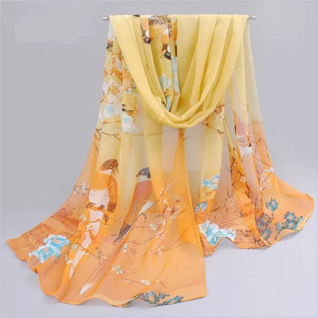 Silk Floral Muslim Prayer Hijab Scarf