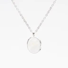 Silver Cab Oval Rainbow Moonstone Necklace