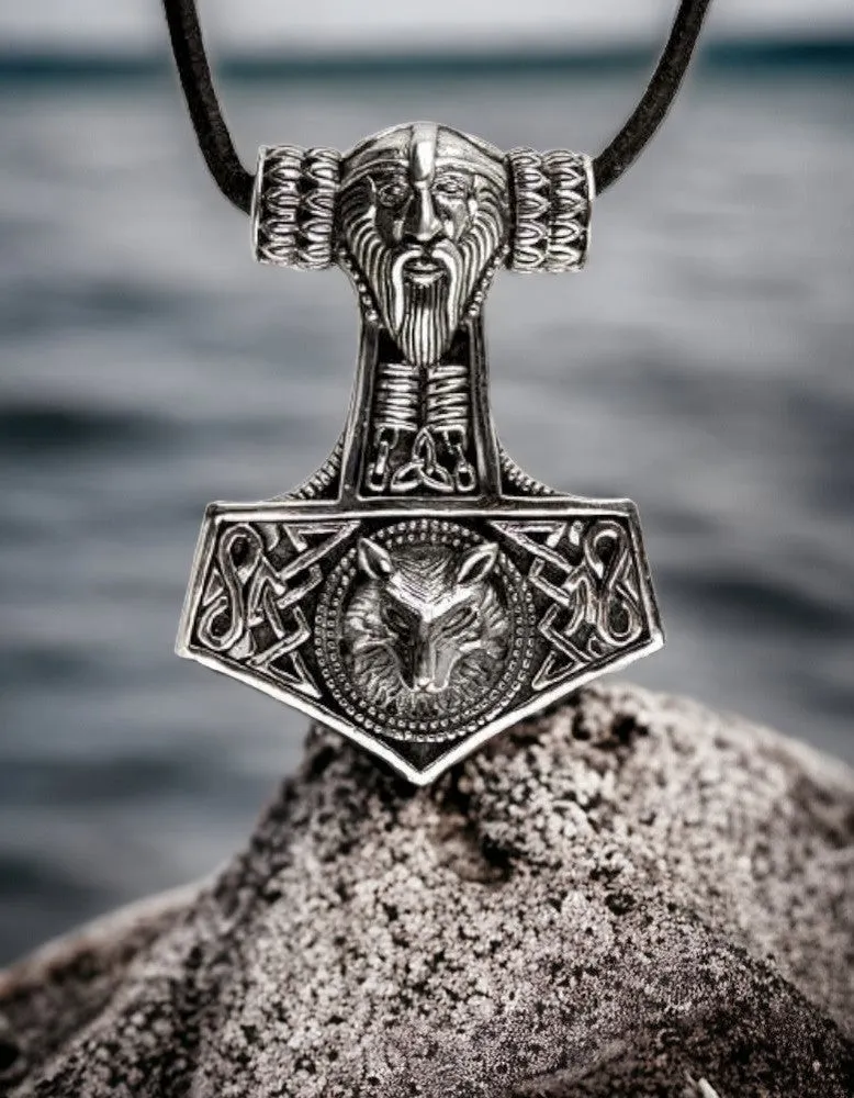 SILVER PENDANT WOLFSKOPF THORS HAMMER