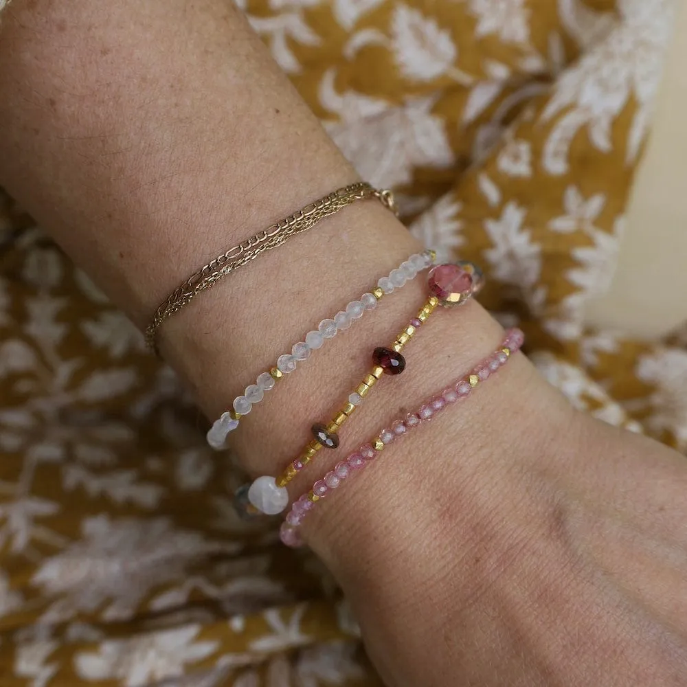 Single Strand Pink Topaz Magnetic Bracelet