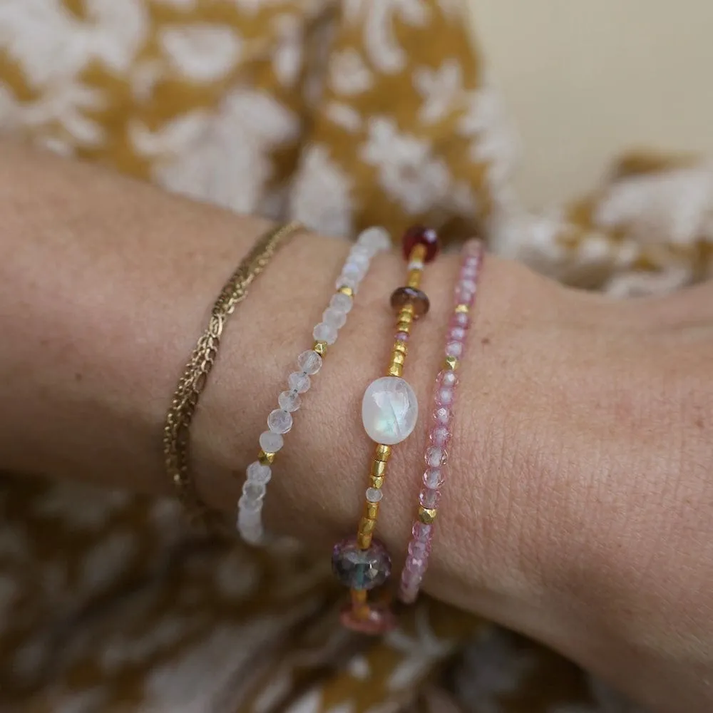 Single Strand Pink Topaz Magnetic Bracelet