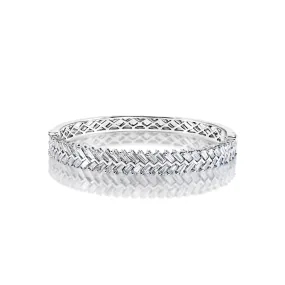 SKYE 6 Carat Emerald Cut Diamond Bangle Bracelet in 14k White Gold